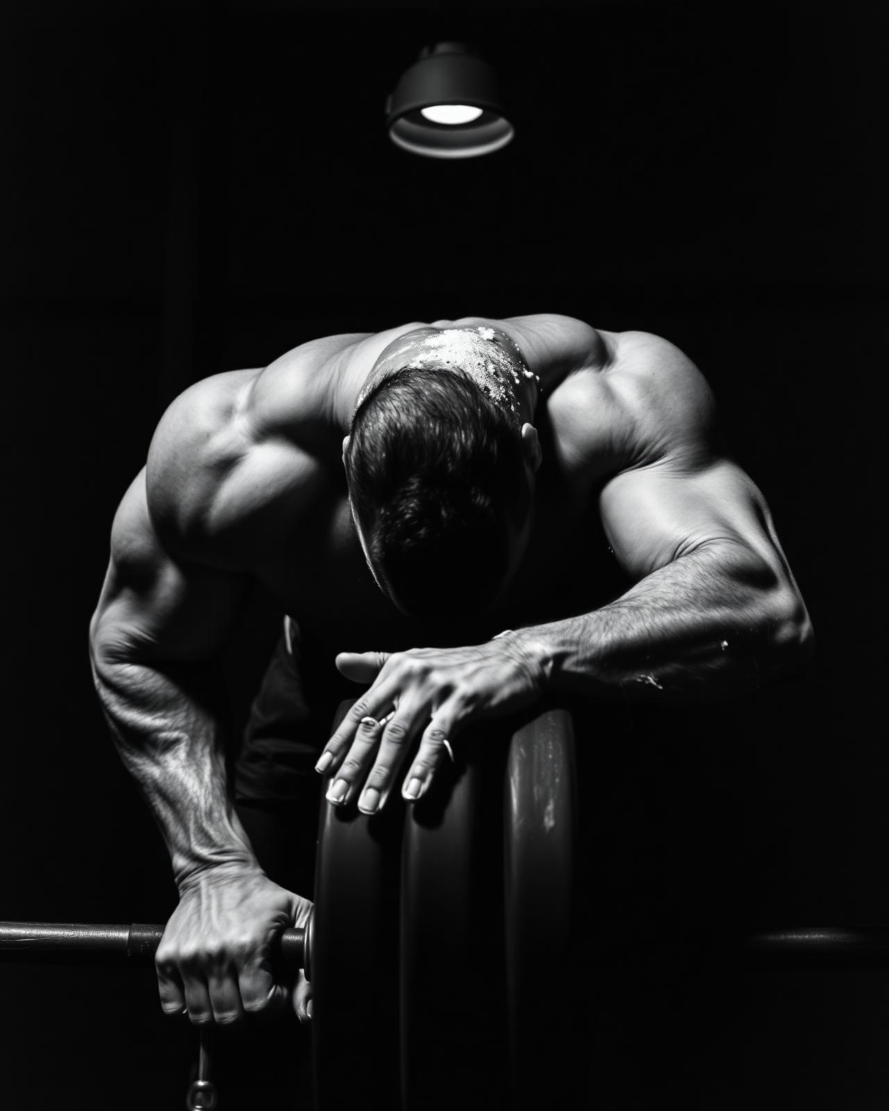 Atleet ademend over barbell