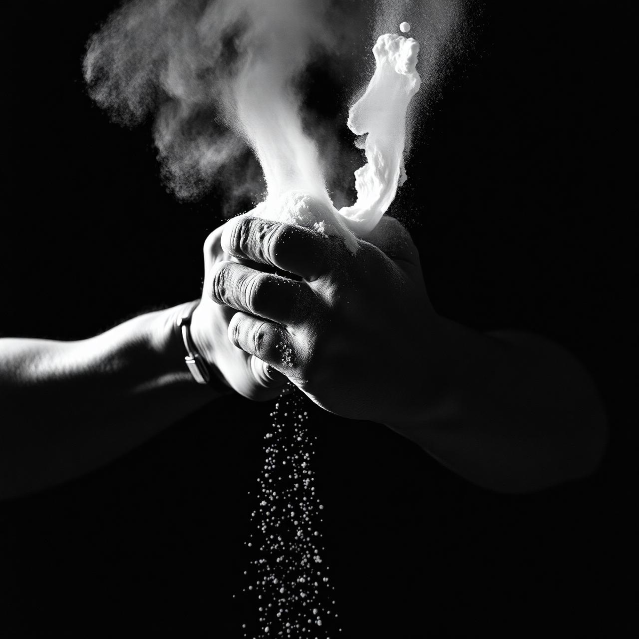 Hand met magnesium krijt